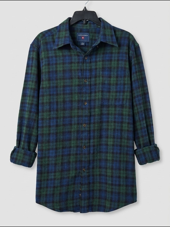 Saddlebred Other - Saddlebred Blue and Green Plaid Long-Sleeve Button-Down Shirt